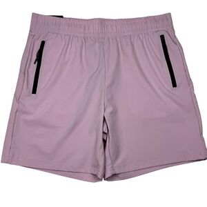 New Athletex Performance Athletic Shorts Pink Zippered Pockets Large Sports